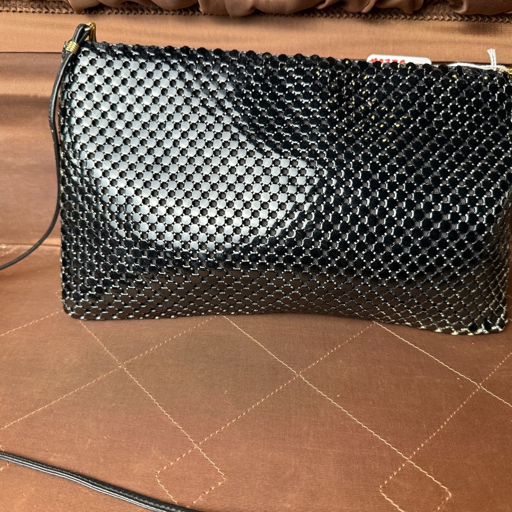 Whiting & Davis Shiny Black Mesh Bag